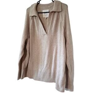 Aerie Small Cozy Up Waffle Knit Cream Polo Oversized Sweater